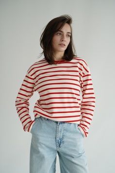 Лонг білий в червону смужку (класичний) red-long-xs фото